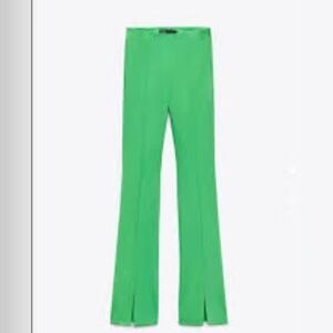 Zara Vibrant Green Flare Pants Size L New